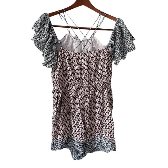 NWT Anthropologie Elevenses Madalenna Ruffle Sleeve Romper Women's Size Medium - Picture 4 of 8